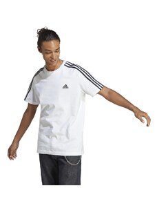 T-shirt bianca da uomo con logo sul petto adidas Essentials 3-Stripes