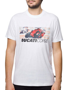 T-shirt bianca da uomo con stampa frontale Ducati Corse