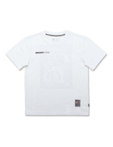 T-shirt bianca da bambino con stampa sul retro Ducati Corse
