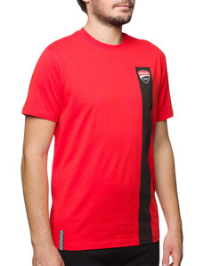 T-shirt rossa da uomo con striscia nera verticale con logo Ducati Corse