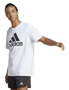T-shirt bianca da uomo con logo nero sul petto adidas Essentials