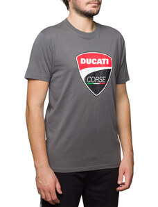 T-shirt grigia da uomo con badge frontale Ducati Corse