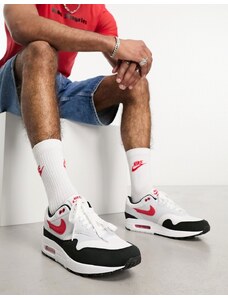 Nike - Air Max 1 - Sneakers bianche, rosse e nere-Bianco