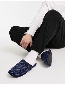 Ed Hardy - Pantofole stile sabot blu con logo-Blu navy
