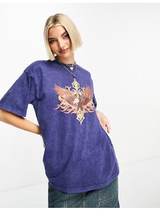 Daisy Street - T-shirt comoda con stampa vintage-Blu navy