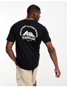 Napapijri - Freestyle - T-shirt nera con stampa sul retro-Nero