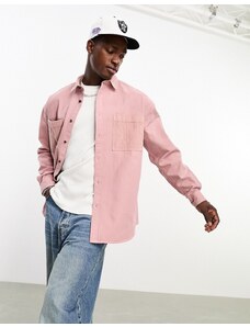 ASOS DESIGN - Camicia oversize anni '90 in velluto a coste rosa con tasche applicate
