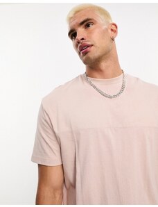ASOS DESIGN - T-shirt girocollo rosa polvere a pannelli
