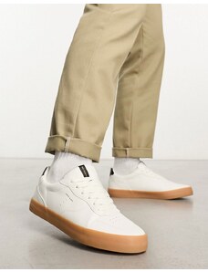 Bershka - Sneakers rétro bianche con suola e tallone a contrasto-Bianco