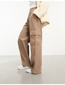 ASOS DESIGN - Pantaloni cargo in velluto a coste color biscotto-Marrone