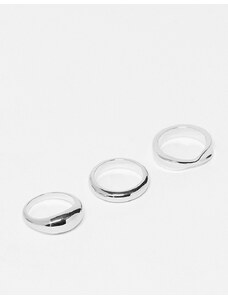 Topshop - Confezione da 3 anelli spessi lisci placcati argento
