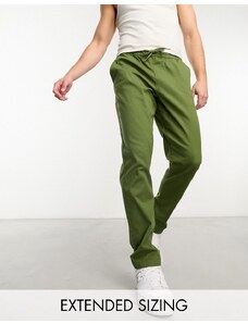 ASOS DESIGN - Pantaloni kaki con vita elasticizzata-Verde