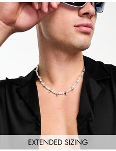 ASOS DESIGN - Collana con perle sintetiche da 6 mm e spuntoni-Bianco