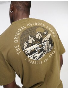 Barbour - Haydock - T-shirt color cuoio con stampa sul retro-Brown