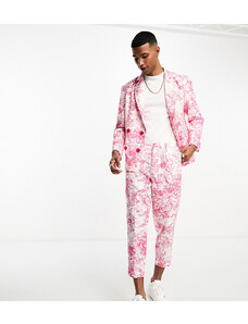 Labelrail x Stan & Tom - Pantaloni affusolati taglio corto rosa con stampa toile de jouy in coordinato