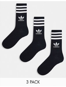 adidas Originals - Confezione da 3 paia di calzini alla caviglia neri-Bianco