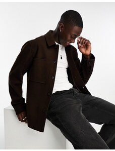 ASOS DESIGN - Camicia giacca effetto lana marrone-Brown