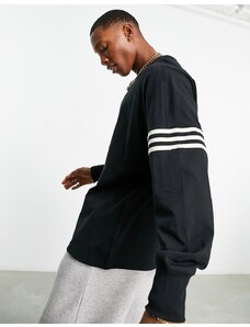 adidas Originals - Neuclassics - T-shirt a maniche lunghe nera con 3 strisce-Nero