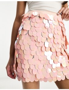 ASOS DESIGN - Minigonna con paillettes rosa