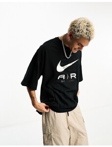 Nike - Air - T-shirt oversize nera con logo-Nero