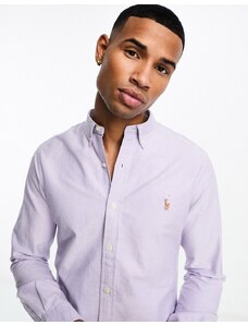 Polo Ralph Lauren - Icon - Camicia Oxford slim fit lilla con logo-Viola