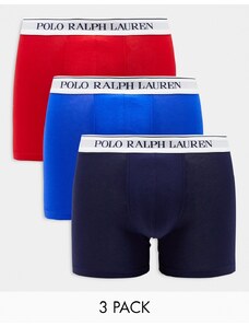 Polo Ralph Lauren - Confezione da 3 boxer aderenti blu navy, rossi e blu con fascia in vita con logo