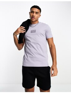 Calvin Klein - T-shirt viola con logo lucido tipo stencil