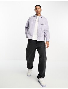 Calvin Klein - Camicia in popeline viola a maniche lunghe