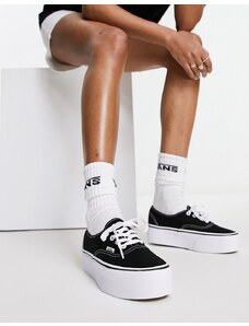 Vans Authentic - Sneakers nere e bianche con suola stile plateau-Nero