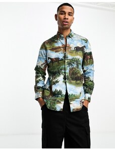 Polo Ralph Lauren - Morgan - Camicia Oxford oversize classica multicolore con stampa di paesaggio