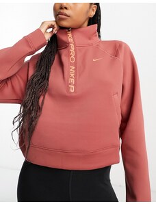 Nike Training - Pro Femme Dri-FIT - Top rosa con zip corta-Rosso