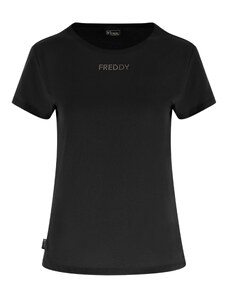 Freddy T-shirt girocollo con piccolo logo in micro pois argento