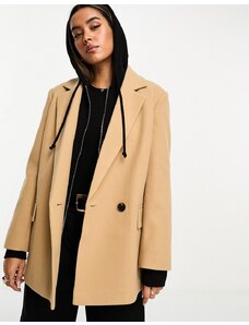 ASOS DESIGN - Cappotto stile blazer doppiopetto cammello-Brown