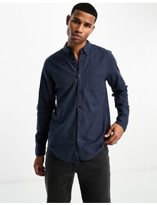 Hollister - Camicia Oxford blu navy con tasca e logo iconico