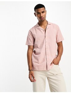 Hollister - Camicia rosa a maniche corte vestibilità comoda con colletto a rever e motivo in pizzo