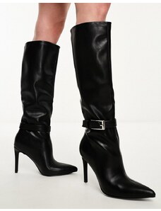 SIMMI Shoes Simmi London - Acer - Stivali a punta al ginocchio neri con fibbia-Nero