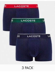 Lacoste - Essentials - Confezione da 3 boxer aderenti blu navy con fascia in vita a contrasto