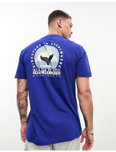 Napapijri - Hill - T-shirt blu con stampa sul retro