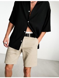 Calvin Klein - Pantaloncini slim fit beige con cintura-Grigio