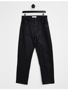 Abercrombie & Fitch - Jeans dritti neri spalmati con taglio curvy-Nero
