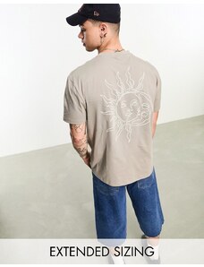 ASOS DESIGN - T-shirt comoda grigia con stampa celestiale sul retro-Grigio