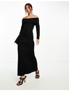 Bardot - Vestito lungo nero in maglia a pieghe