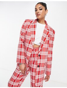 ASOS DESIGN - Mix & Match - Blazer da abito maschile slim rosso a quadri