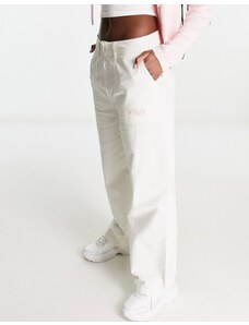 Fila - Pantaloni cargo bianchi con cuciture a contrasto-Bianco