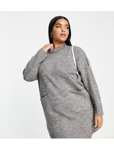 Wednesday's Girl Curve - Vestito maglia extra largo accollato grigio