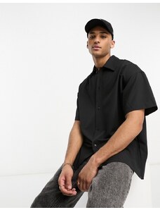 Jack & Jones Originals - Camicia oversize minimal nera con rever-Black