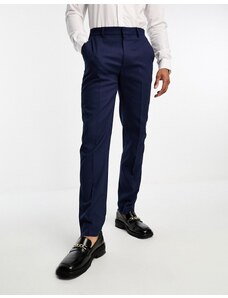 ASOS DESIGN - Pantaloni da abito in tessuto micro testurizzato color blu navy