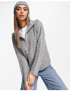 Wednesday's Girl - Maglione grigio comodo con zip corta
