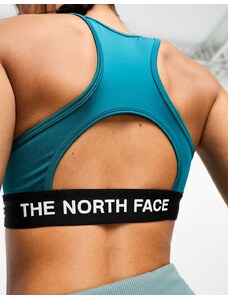 The North Face - Reggiseno sportivo tecnico da allenamento verde-azzurro a supporto medio-Blu