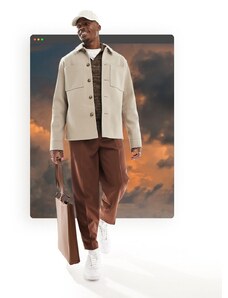 ASOS DESIGN - Camicia giacca effetto lana color pietra-Neutro